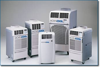Lone Star Portable Air Conditioner Rental Austin - photo of 5 of the MovinCool Portable air conditioner rental units on grey background